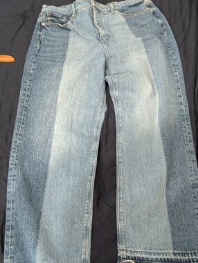 LOFT Two-Tone Light Blue Wide Leg Jeans